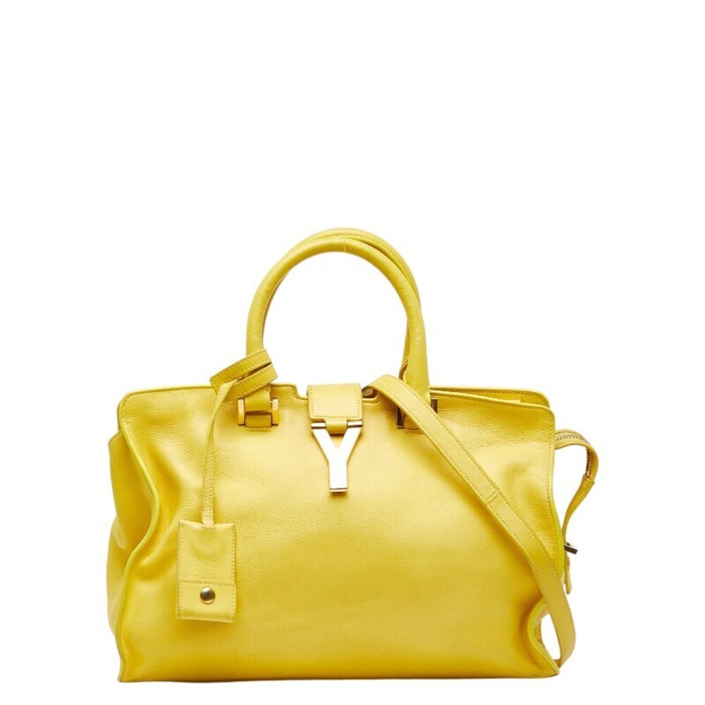 Saint Laurent Cabas Y Line Handbag Shoulder Bag Yellow Leather